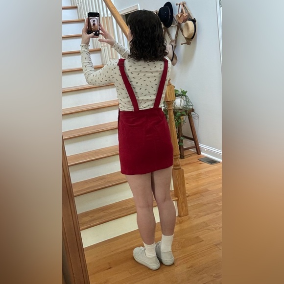 *3 for $9* Red Mini Overalls Dress - Picture 4 of 10